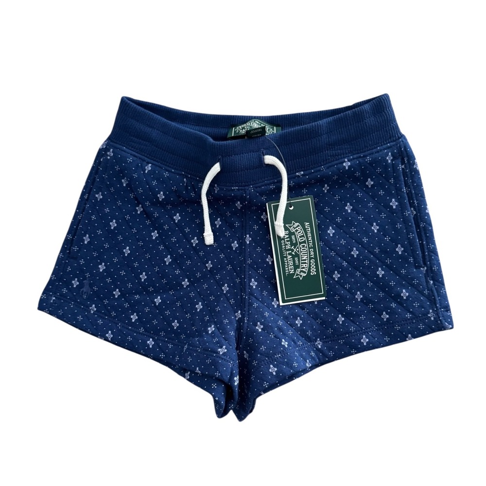 Polo Country Ralph Lauren Girls Blue Print Knit Shorts Size 5 NWT‎